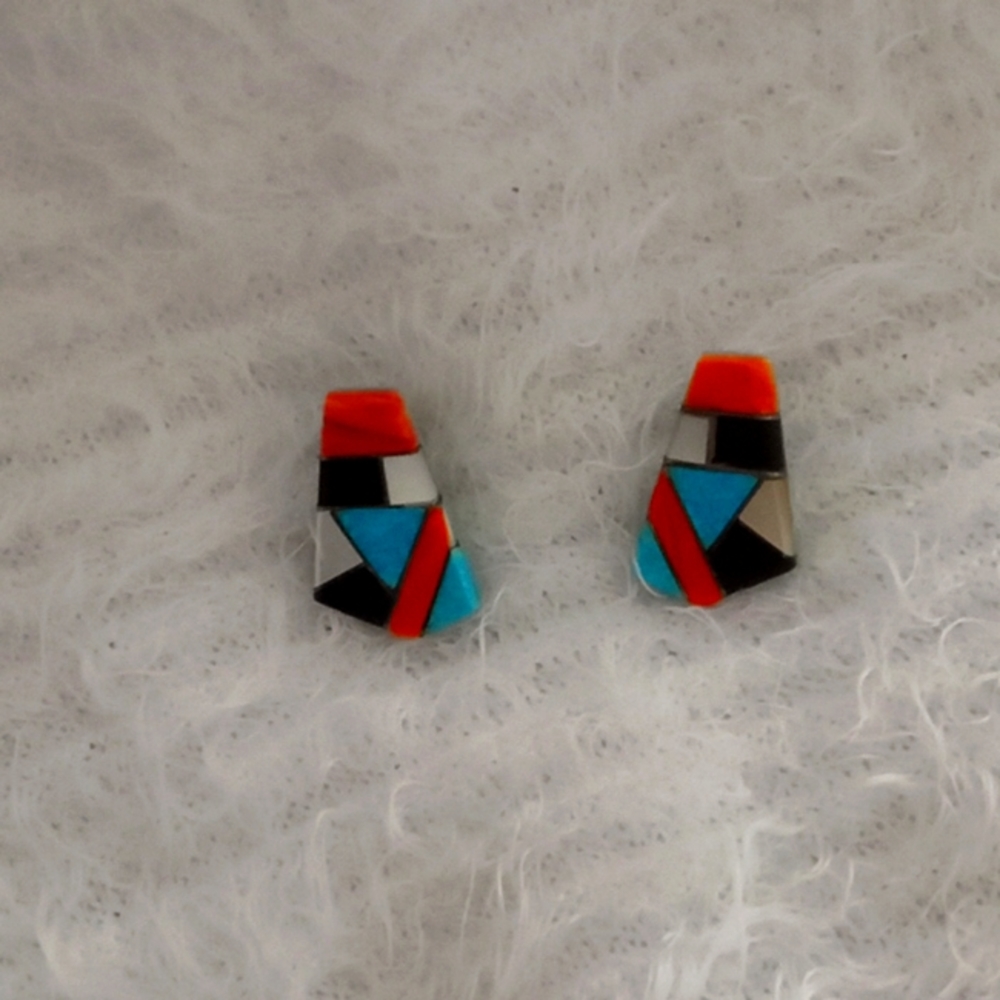Navajo native american turquoise inlay earrings
